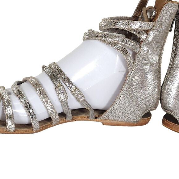 Free People Women's Juliette US7,5 EU38 Silver Metallic Lace Gladiator Sandals - Picture 7 of 14